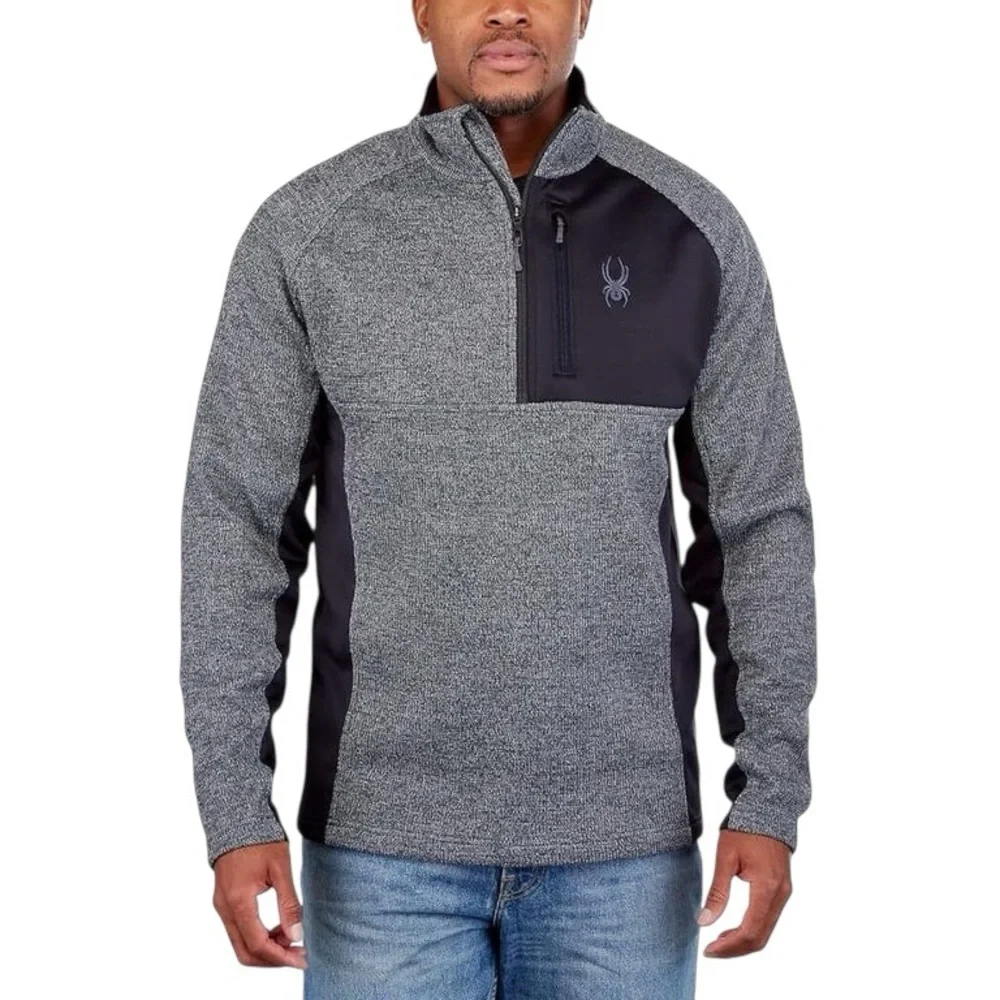 Spyder Gray Black Quarter Zip Performance Pullover Fleece Athletic Jacket XL